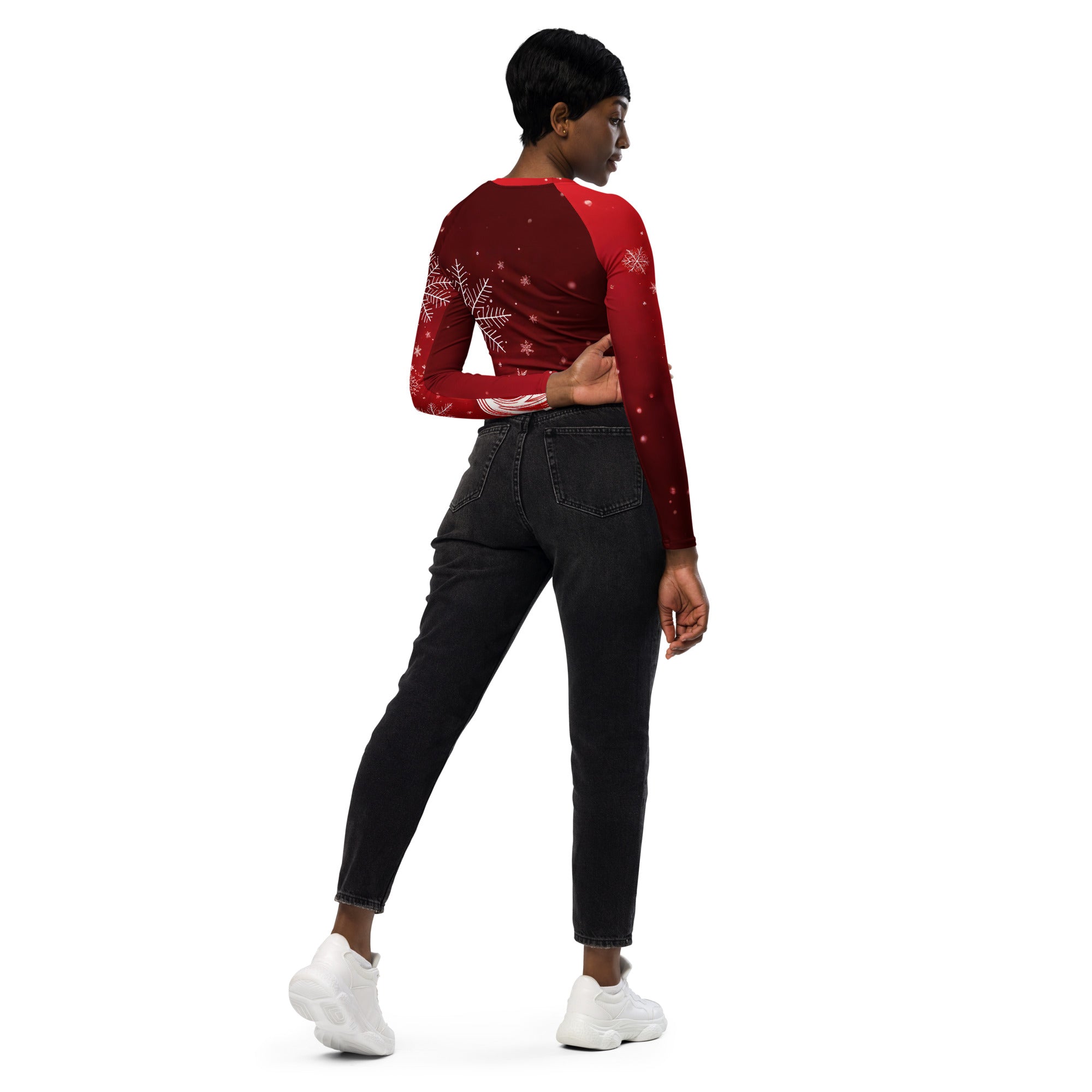 Red & White Christmas Wear Cropped Top. Holiday Colors Cropped Sweater like Partywear or Streetwear. WickedYo.